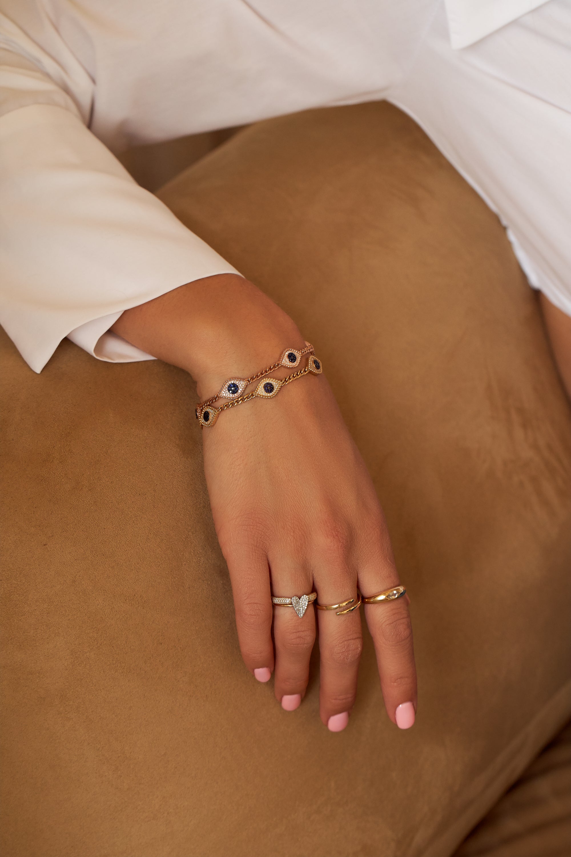Chunky Diamond Blue Sapphire Hamsa Bracelet