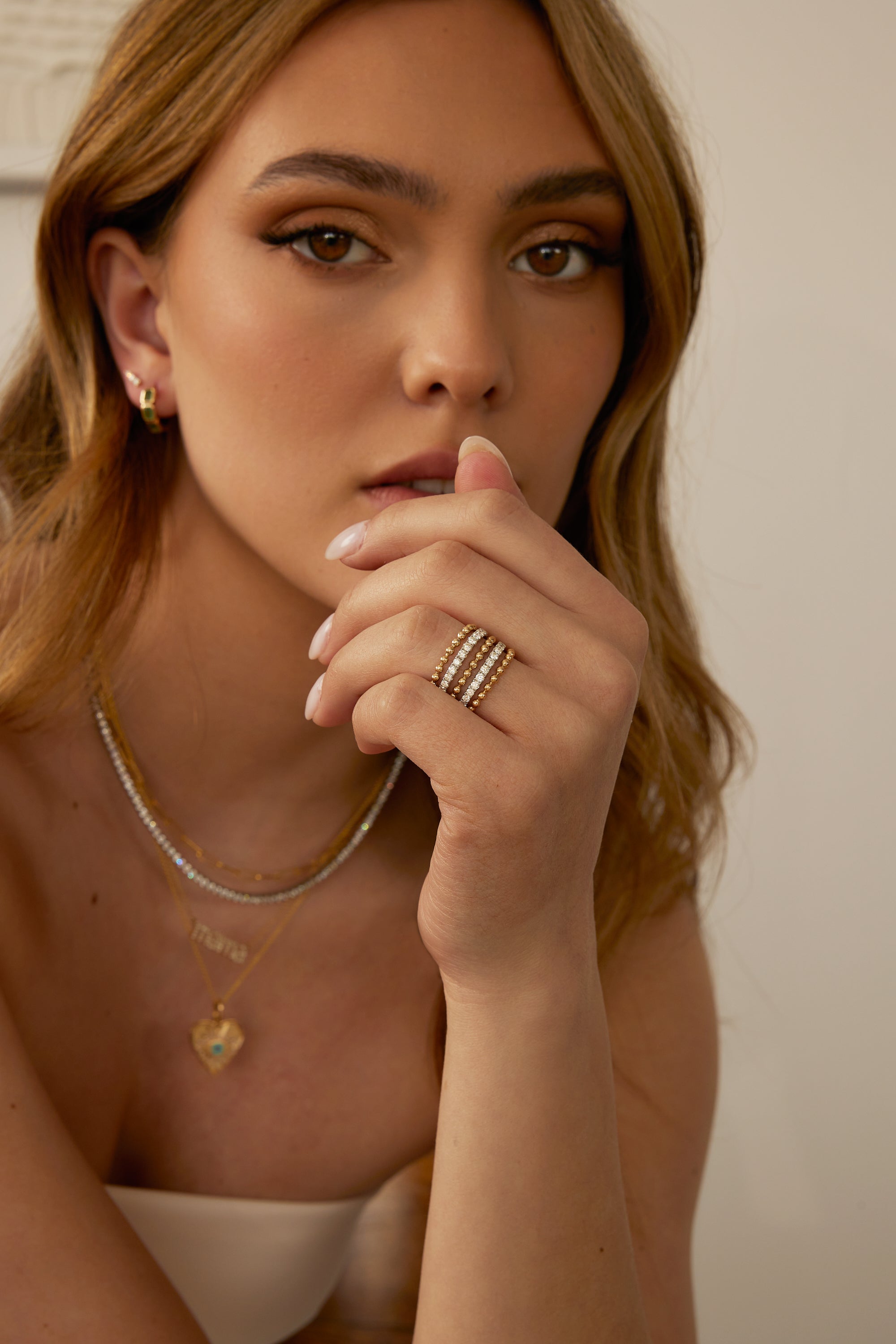 Five Row Beaded Pavé Ring