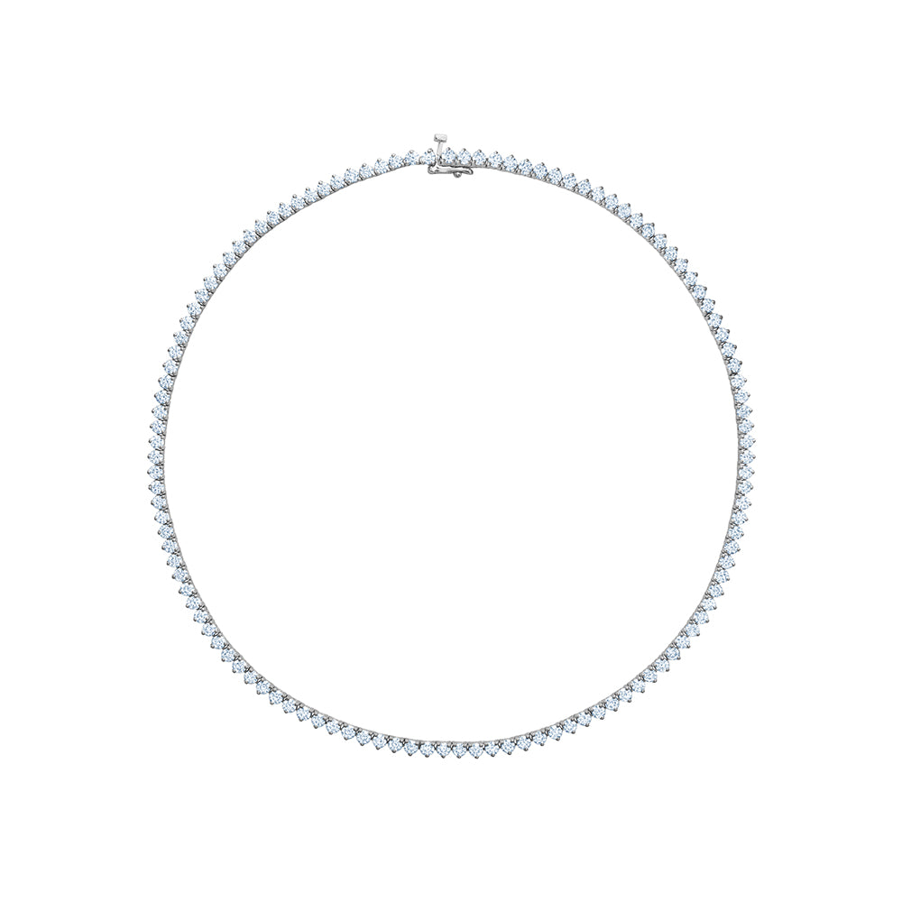 0.10ct Three Prong Natural Diamond Tennis Necklace