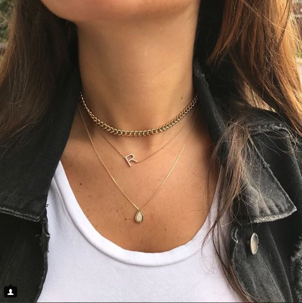 Slanted Diamond Initial Necklace