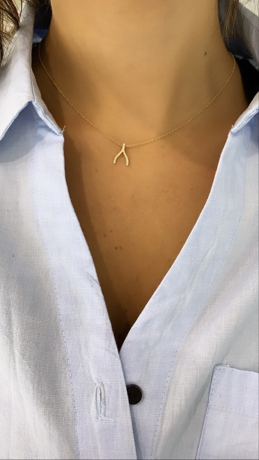 Collier Wishbone en diamant