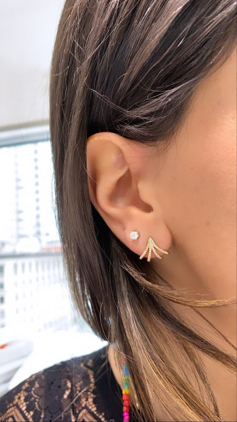 Boucles d'oreilles en forme de chenille à diamants