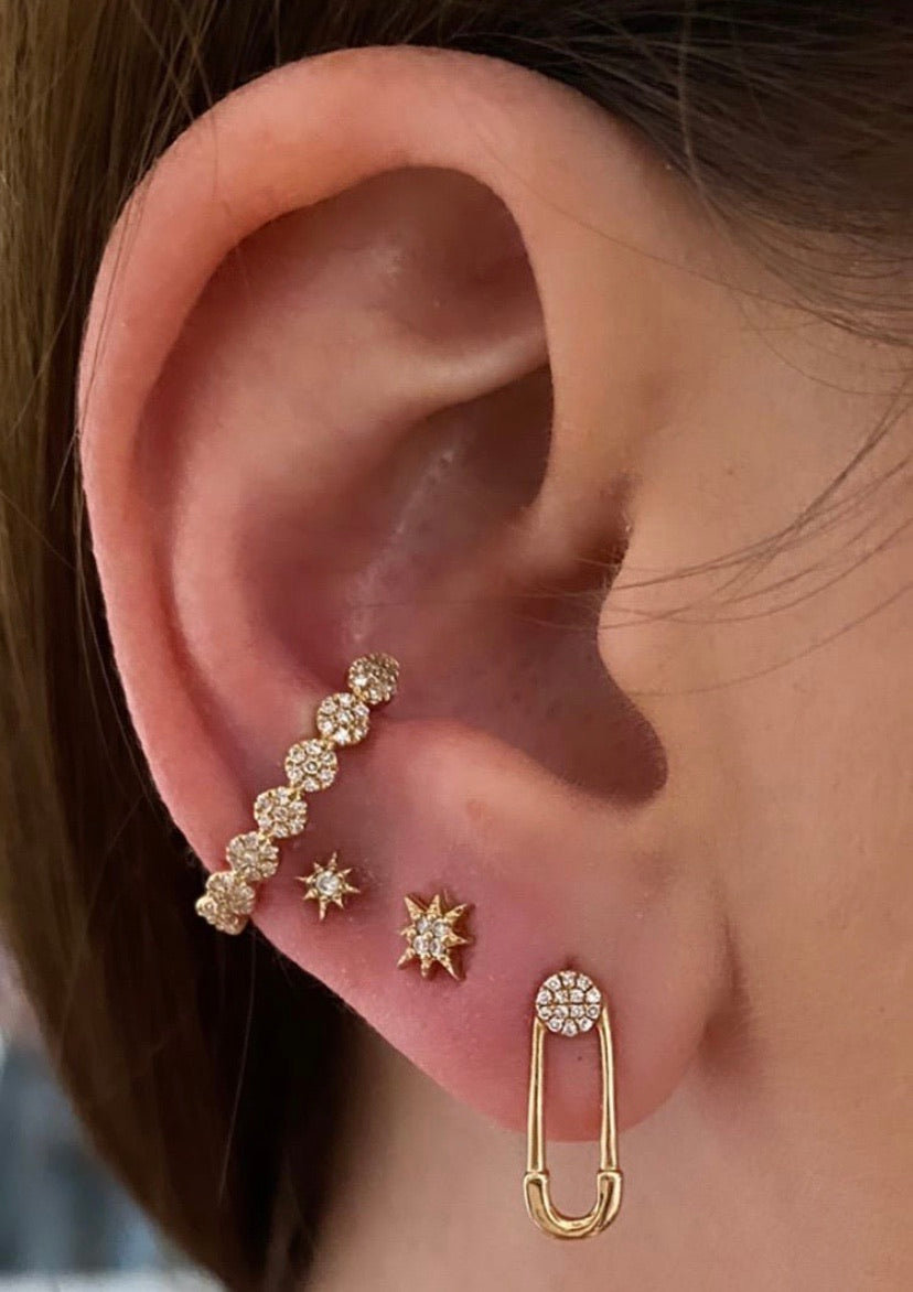 Pavé Stud Cuff Earrings