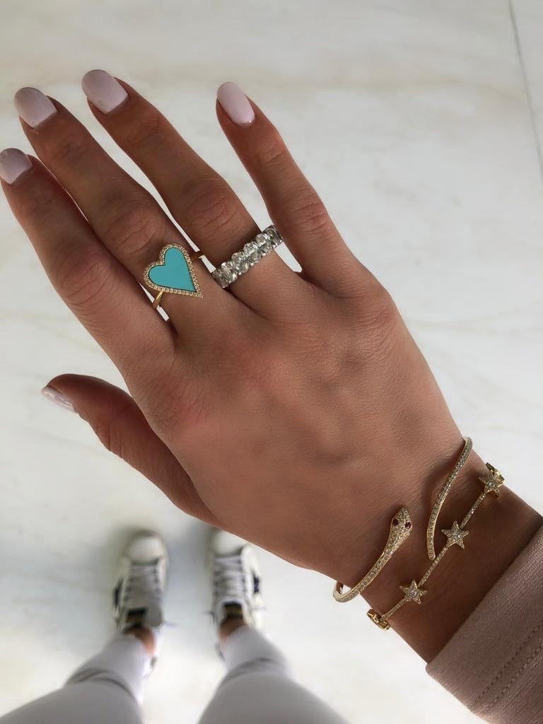Diamond Turquoise Heart Ring