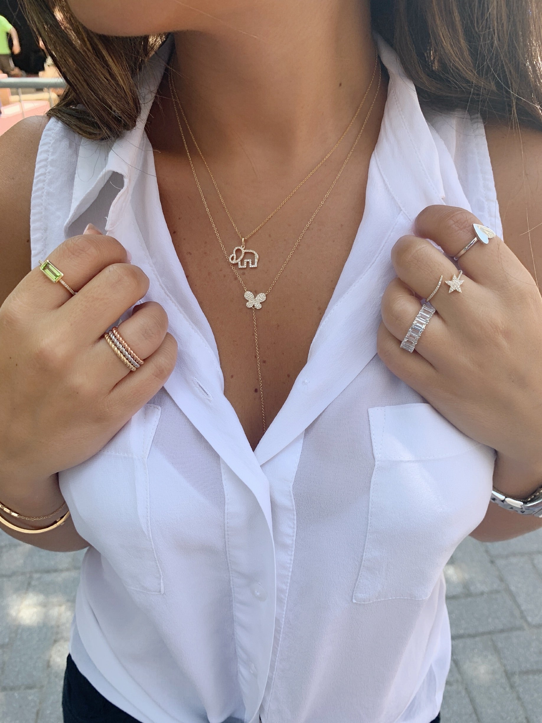 Diamond Butterfly Lariat Necklace