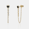 Boucles d'oreilles en chaîne en forme de cœur bordé de diamants