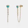 Boucles d'oreilles en chaîne en forme de cœur bordé de diamants