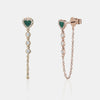 Boucles d'oreilles en chaîne en forme de cœur bordé de diamants
