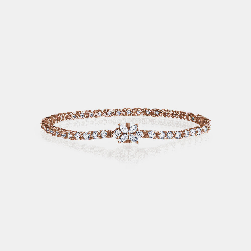 Single Prong Tennis Bracelet with Marquise Shape Clasp