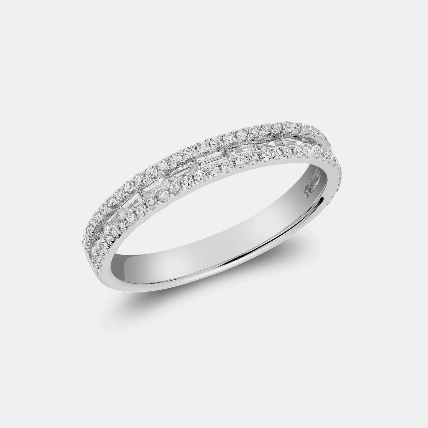 Thin Diamond Border Baguette Ring