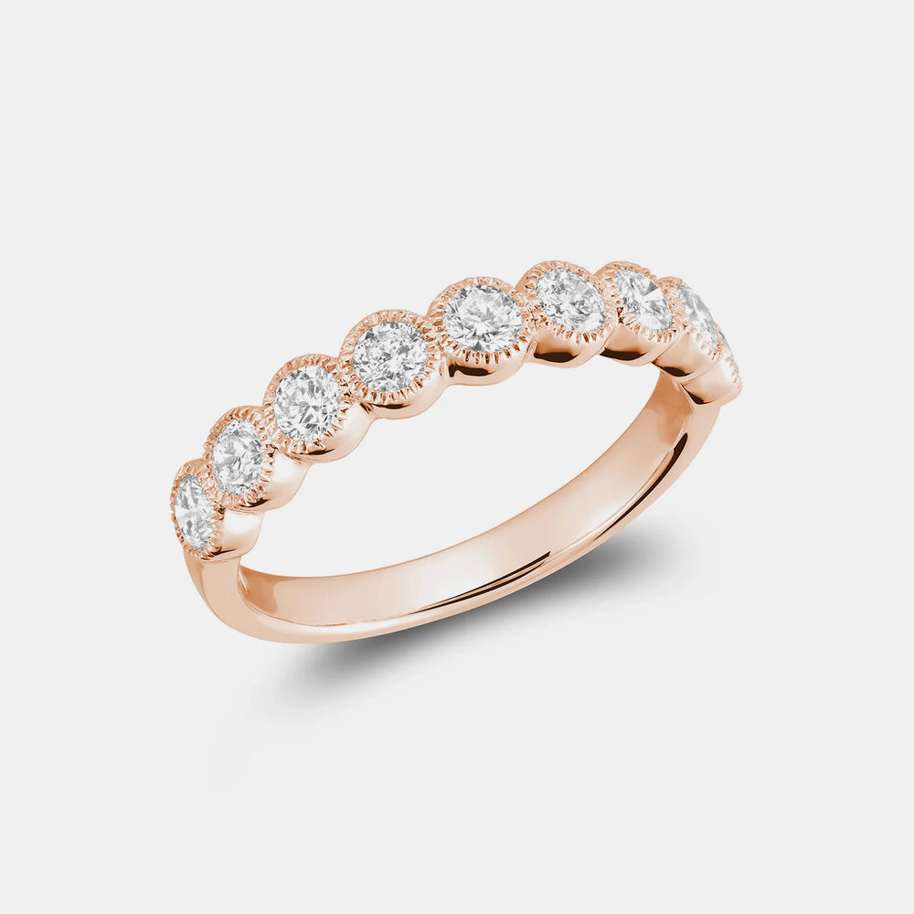 Semi Bezel Set Diamond Eternity Band - 14K Rose Gold