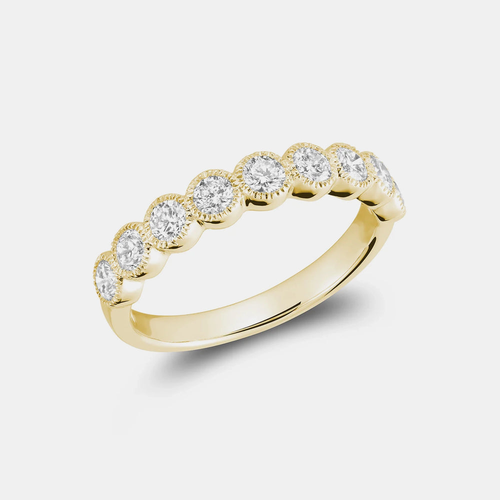Semi Bezel Set Diamond Eternity Band - 14K Yellow Gold