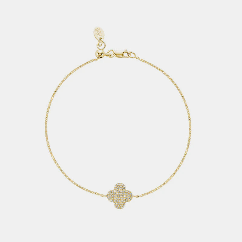 Diamond Clover Bracelet - 14K Yellow Gold