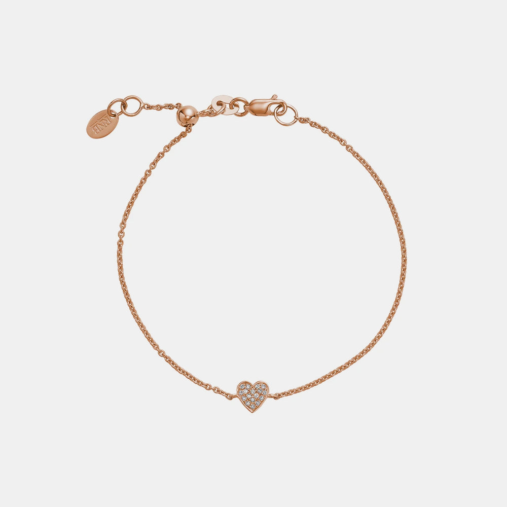 Mini Diamond Heart Bracelet - 14K Rose Gold