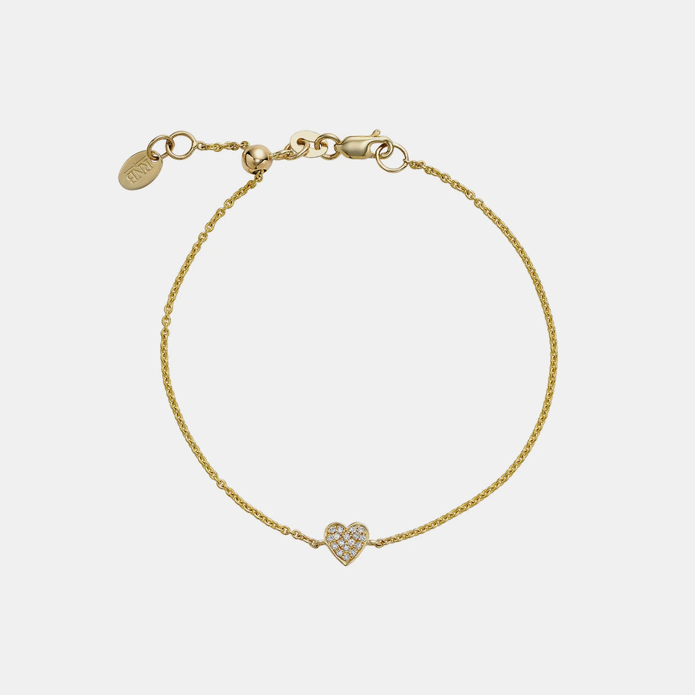 Mini Diamond Heart Bracelet - 14K Yellow Gold