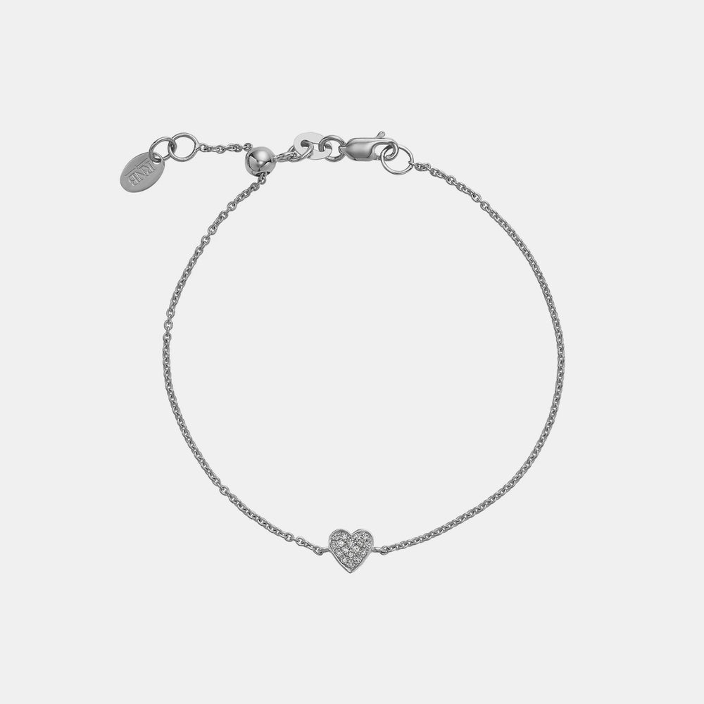 Mini Diamond Heart Bracelet - 14K White Gold