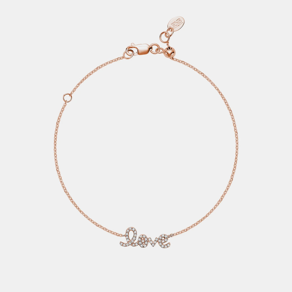 Mini Diamond Love Bracelet - 14K Rose Gold