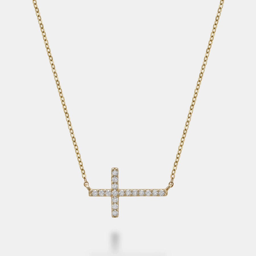 Collier croix horizontale à diamants