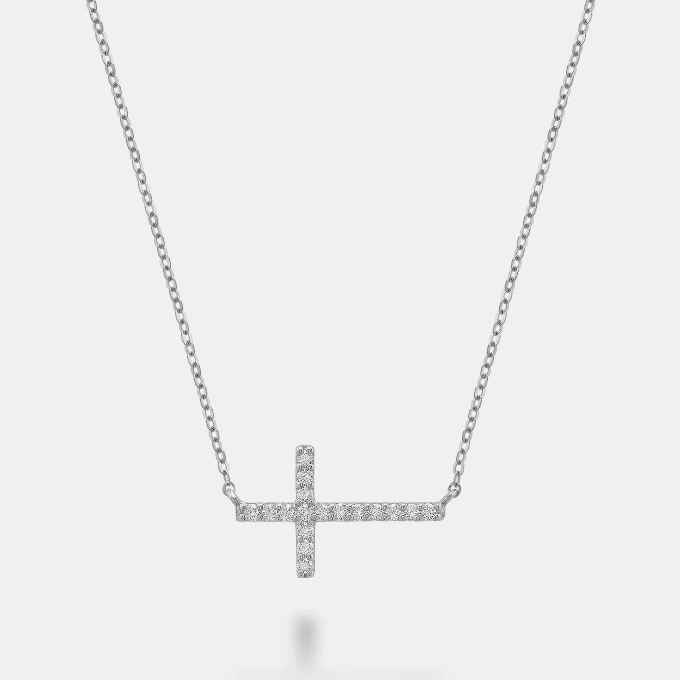 Horizontal Diamond Cross Necklace