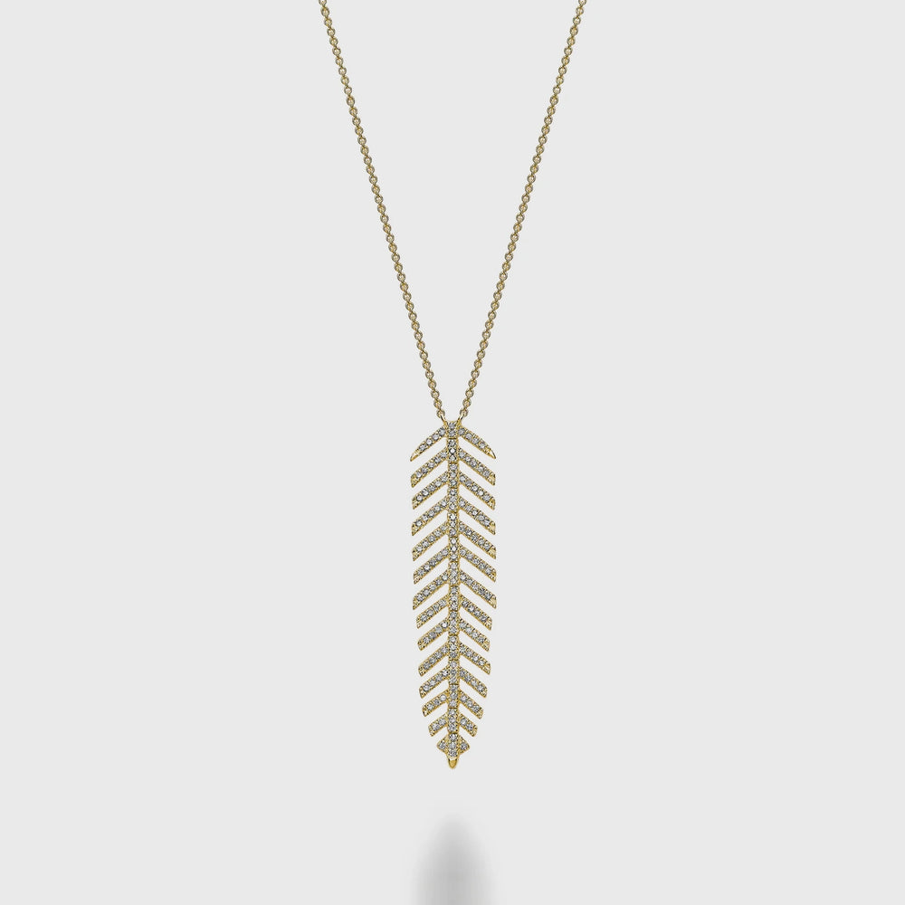 Dangling Leaf Statement Necklace - 14K Yellow Gold