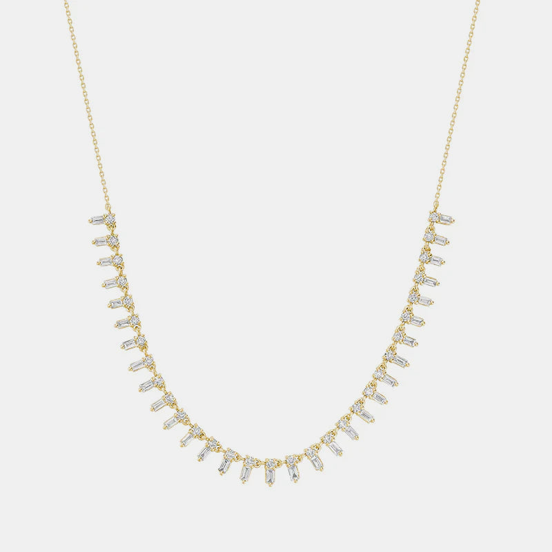 Mini Baguette Necklace - 14K Yellow Gold