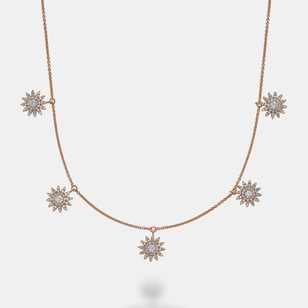 Diamond Starburst Necklace - 14K Rose Gold