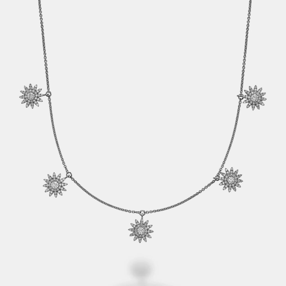Diamond Starburst Necklace - 14K White Gold