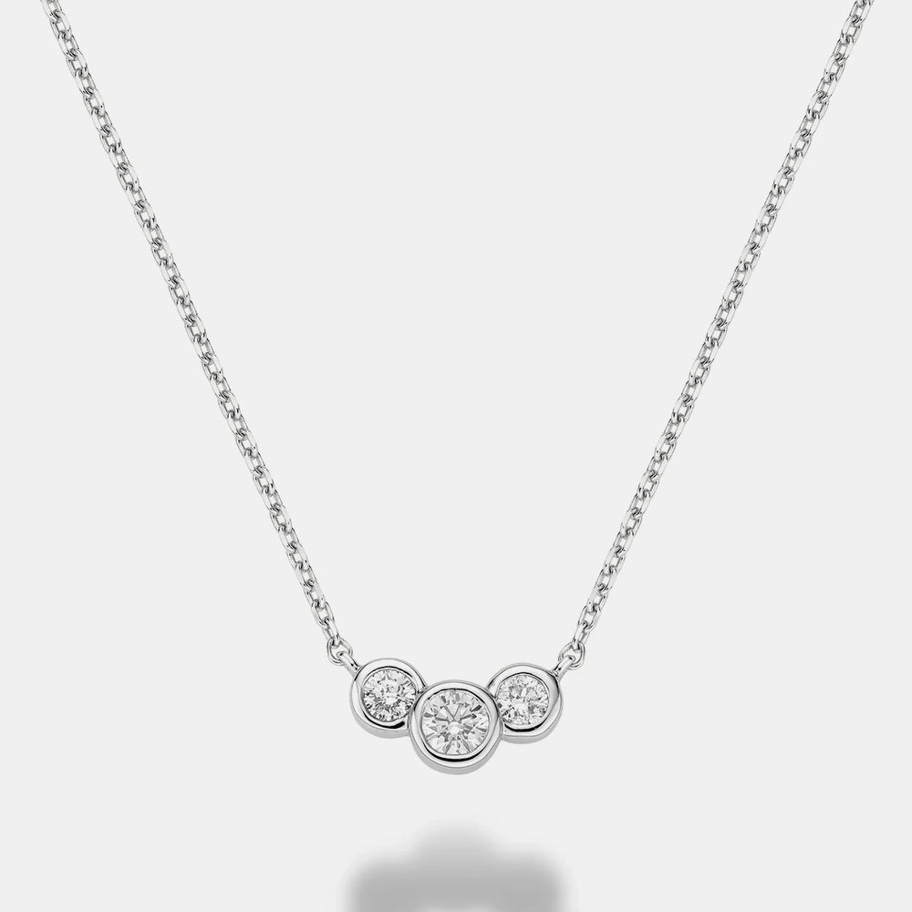 Mini Graduated Bezel Set Diamond Necklace - 14K White Gold