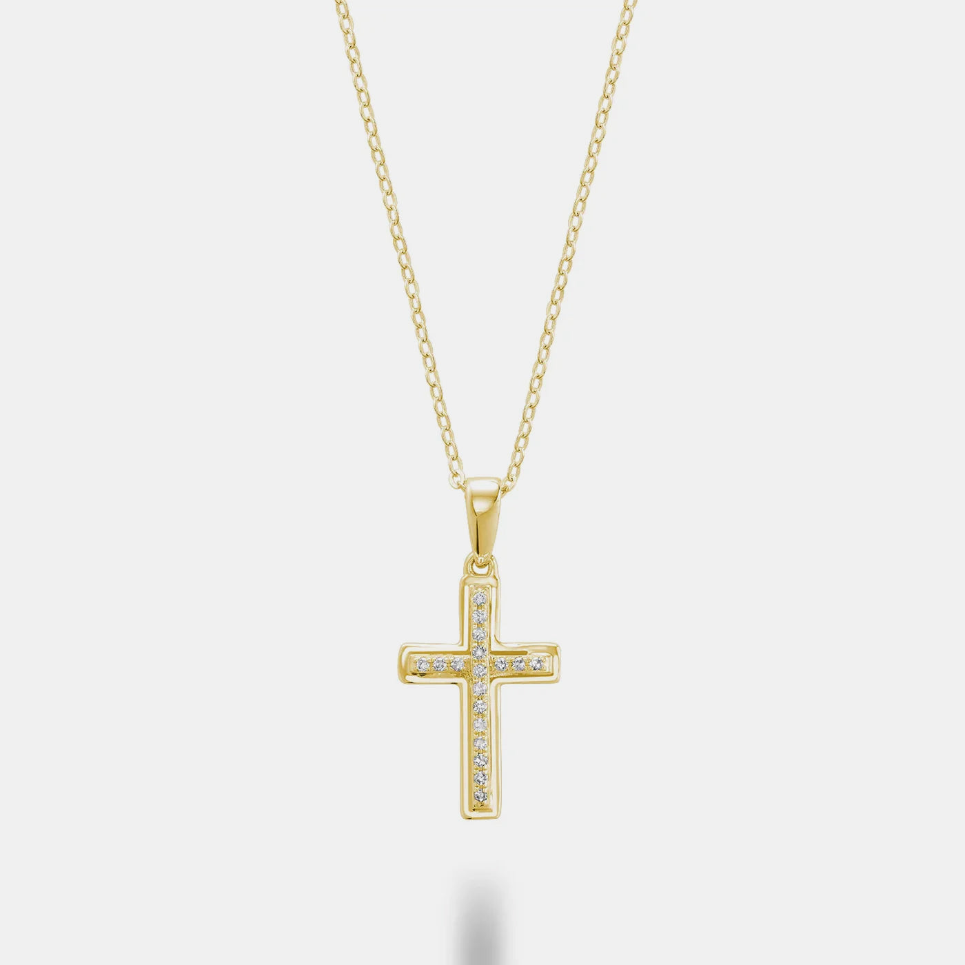 Border Diamond Gold Cross Necklace