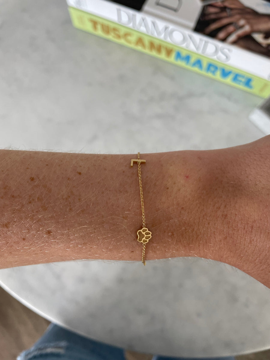  Bracelet à Initiale et Mini Patte