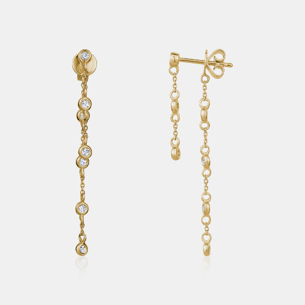 Clous d'oreilles en chaîne avec lunette en diamant