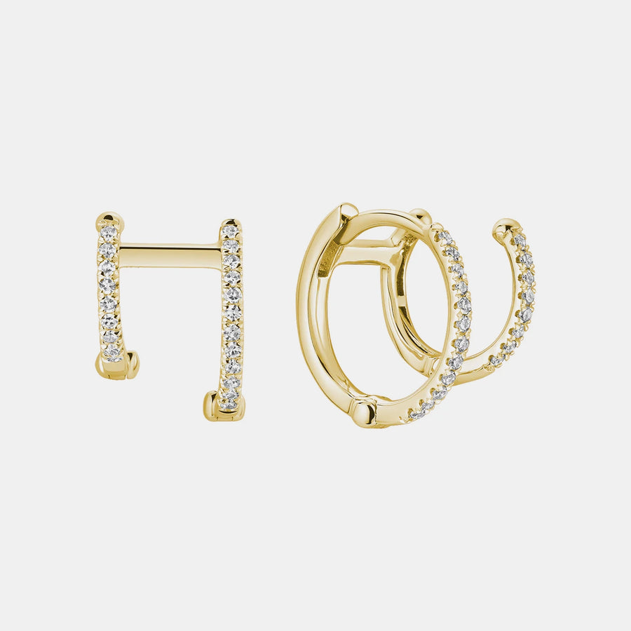 Boucles d'oreilles à double lobe de diamant