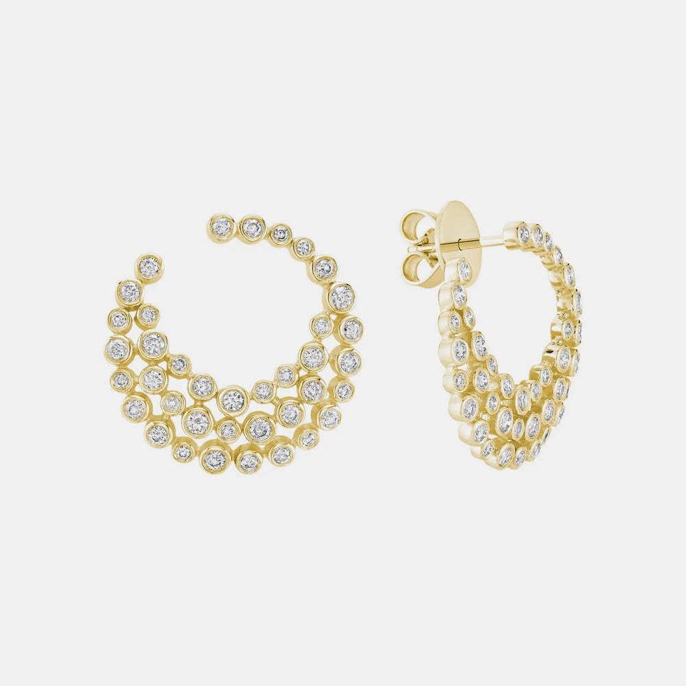 Diamond Bezel Statement Earrings - 14K Yellow Gold