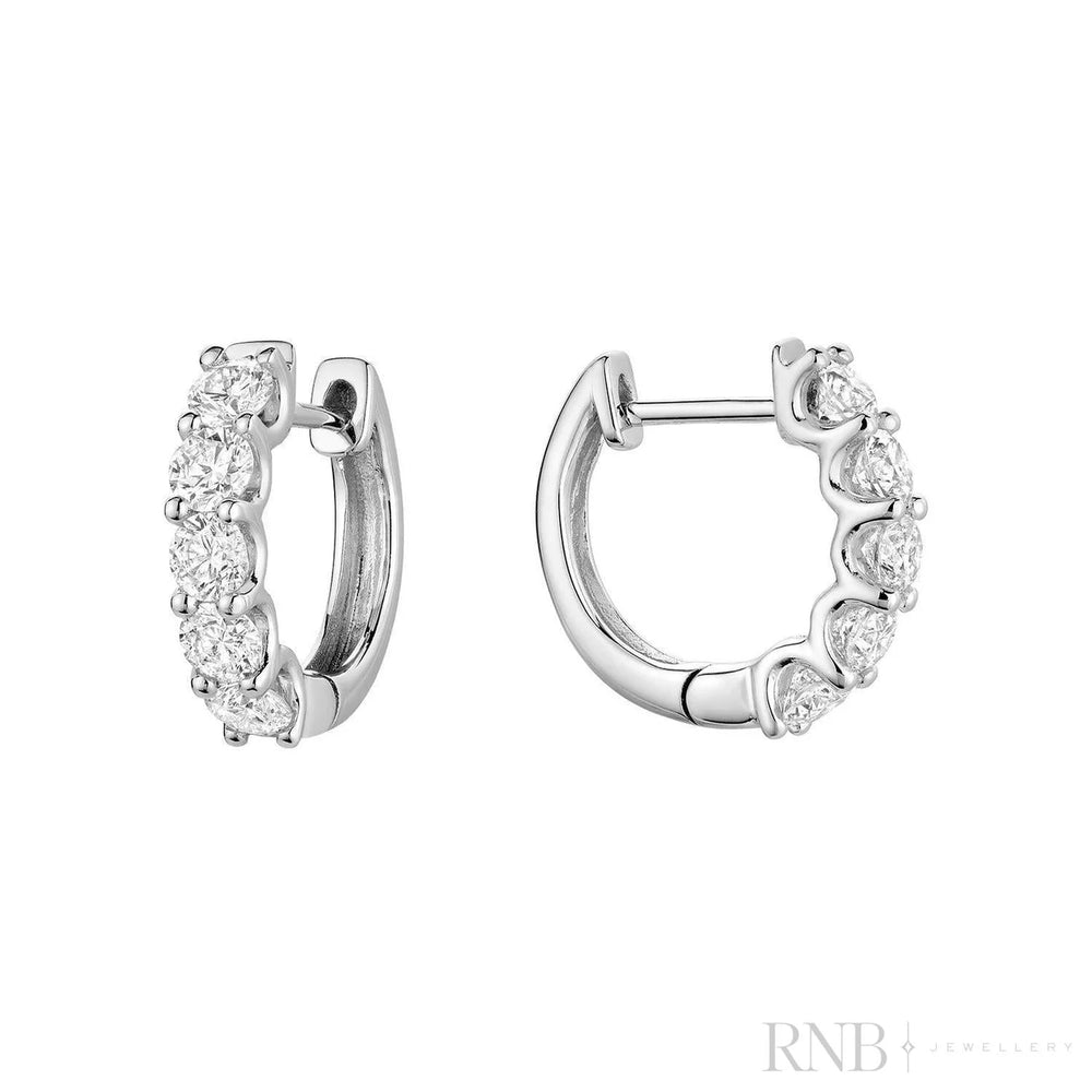 Lab Grown Diamond U Shape Huggies - 14K White Gold