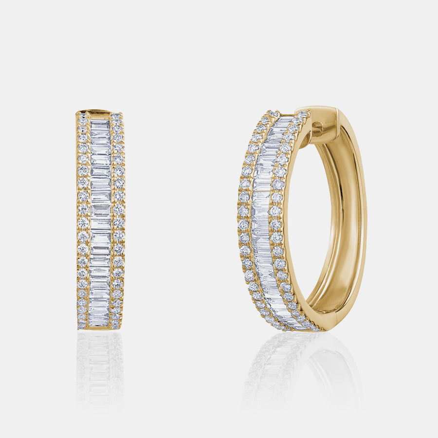 Boucles d'oreilles Baguette en diamant