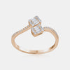Bague enveloppante à double diamant baguette