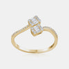 Bague enveloppante à double diamant baguette