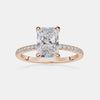Bague de fiançailles à taille radieuse avec anneau pavé