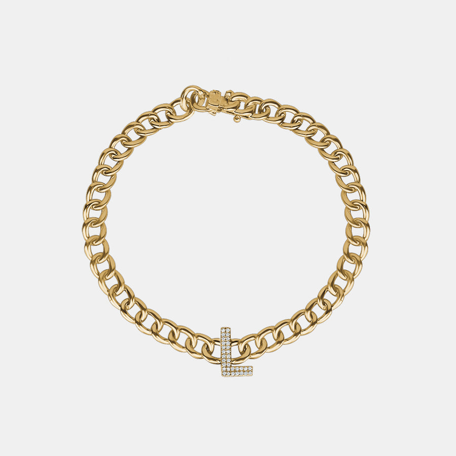 Bracelet à maillons avec initiales en mini diamants