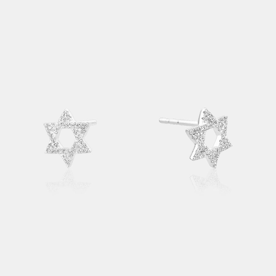 Boucles d'oreilles étoile de David en diamant