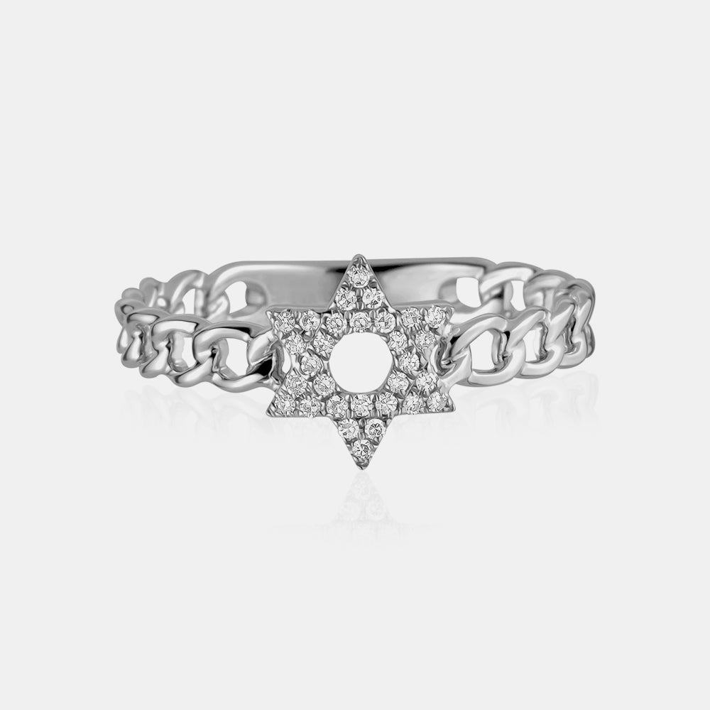 Diamond Star of David Link Ring