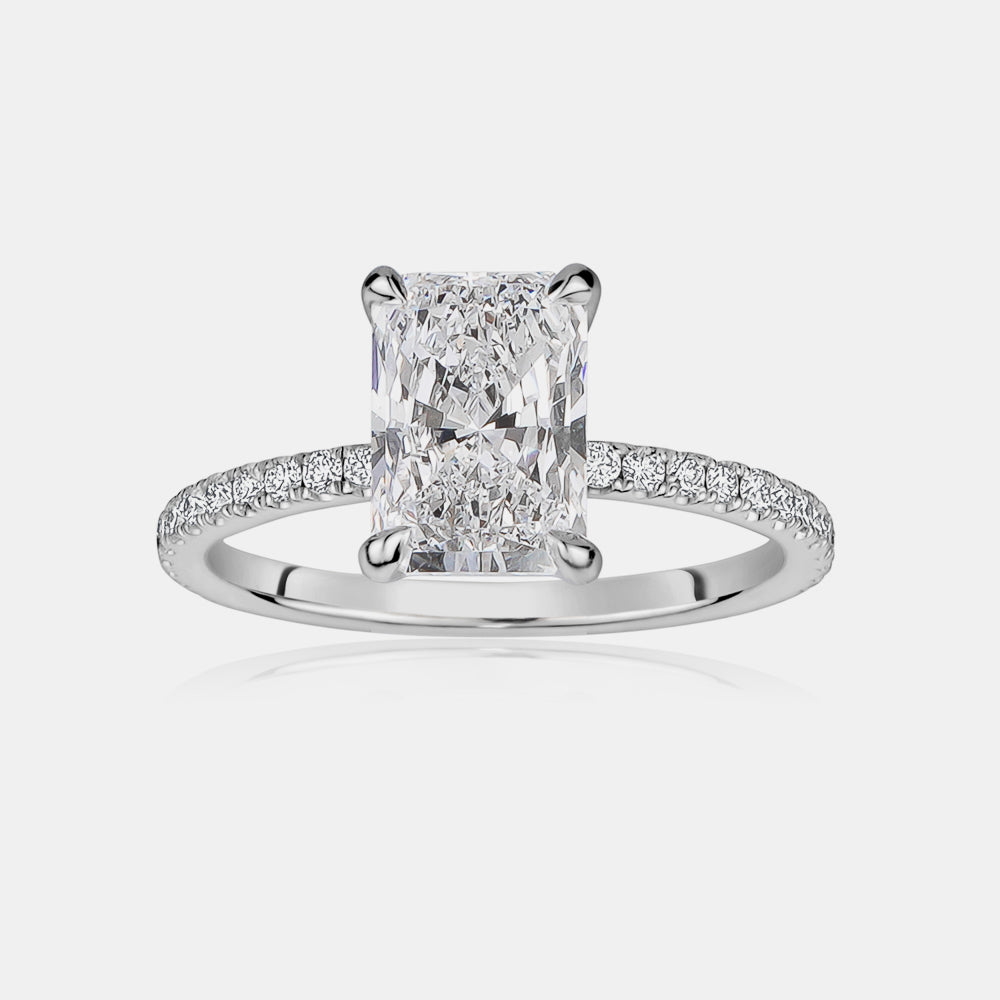 Radiant Cut Engagement Ring with Pavé Band