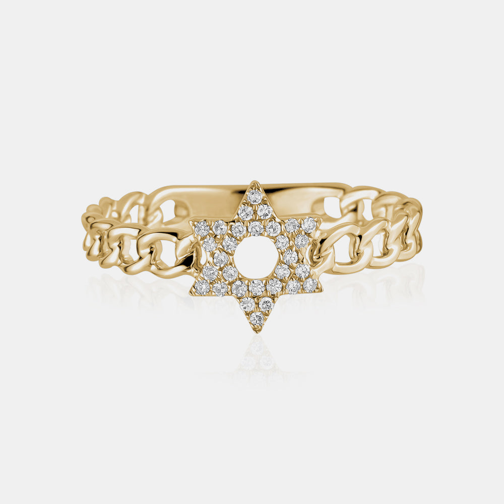 Bague à maillons étoile de David en diamant