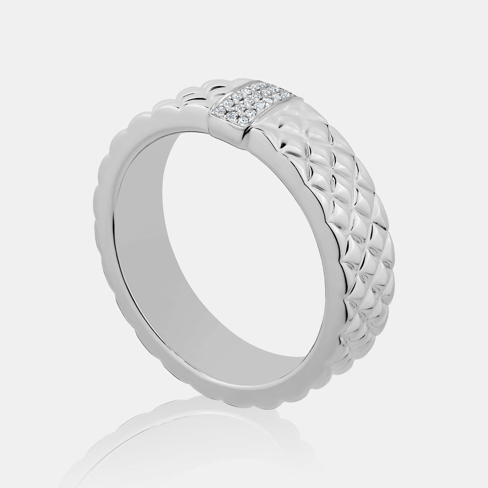 Diamond Quilted Ring - 14K White Gold