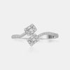 Bague enveloppante à double diamant baguette