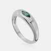 Bague à incrustation d'émeraude verte en forme de marquise