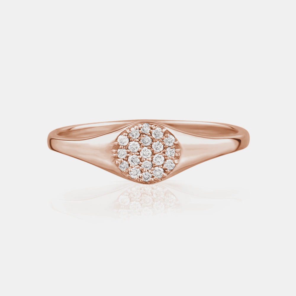 Mini Round Diamond Signet Ring