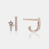 Boucles d'oreilles à double lobe de diamant avec étoile