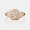 Bague de signet à cœur de diamant