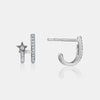 Boucles d'oreilles à double lobe de diamant avec étoile